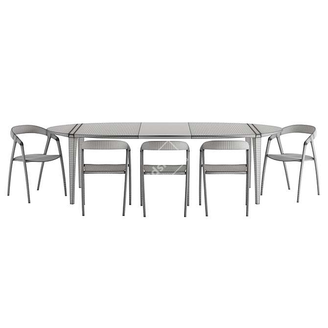 Elegant Johansen Oval Table 3D model image 5