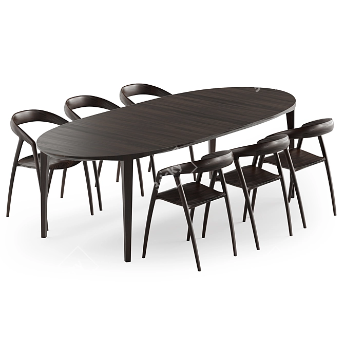 Elegant Johansen Oval Table 3D model image 10