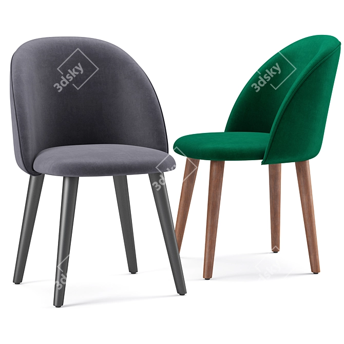 Elegant Dahlia Velvet Dining Chair 3D model image 1