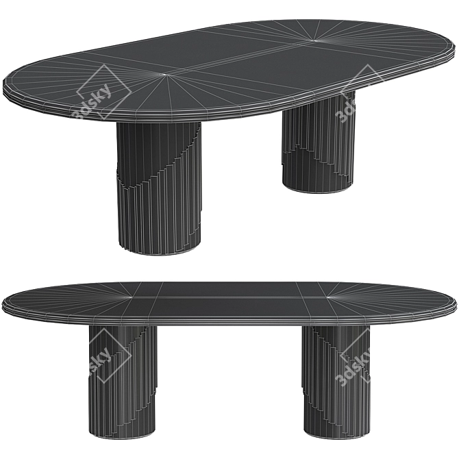 Elegant Littus Oval Dining Table 3D model image 2