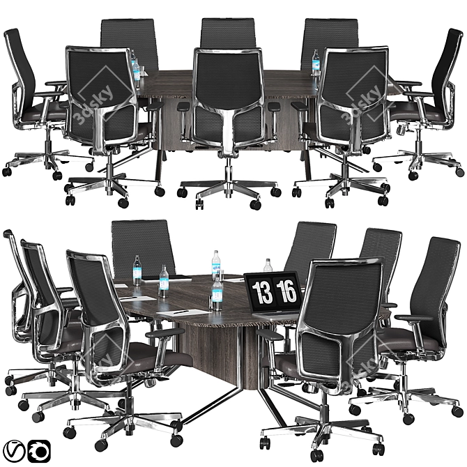 Modern Conference Table: Sleek Design, Spacious 3D model image 1