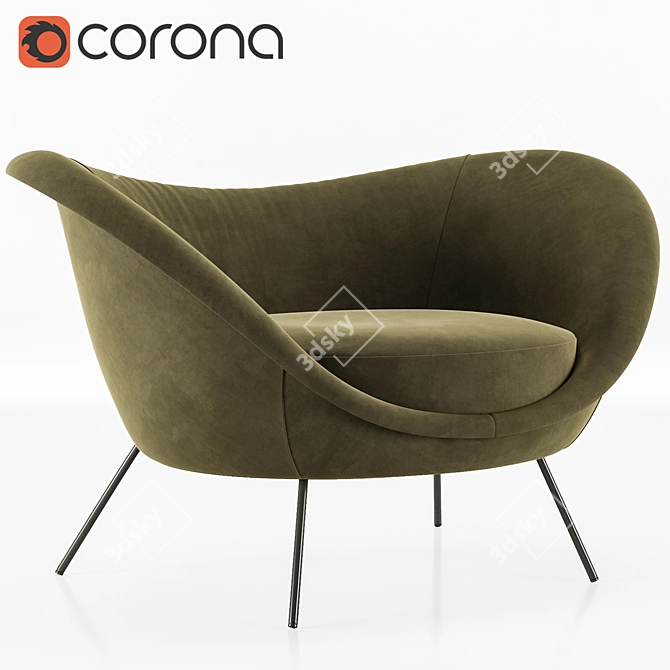 Modern Italian Design: Gio Ponti Armchair 3D model image 1