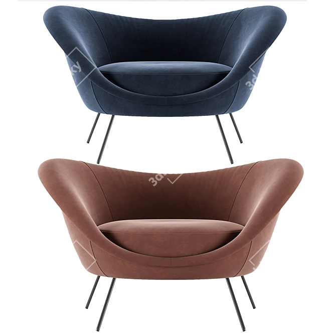 Modern Italian Design: Gio Ponti Armchair 3D model image 2