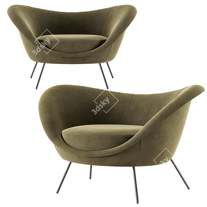 Modern Italian Design: Gio Ponti Armchair 3D model image 3