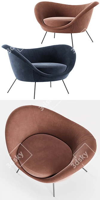 Modern Italian Design: Gio Ponti Armchair 3D model image 4