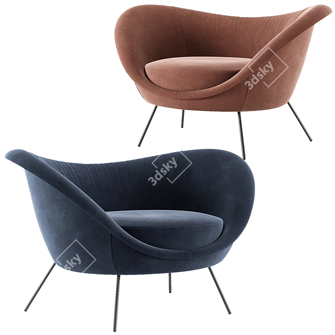 Modern Italian Design: Gio Ponti Armchair 3D model image 7