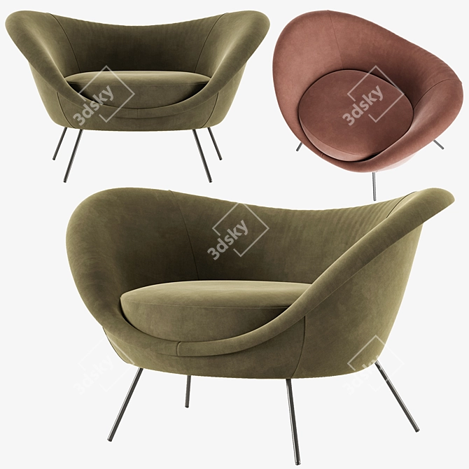 Modern Italian Design: Gio Ponti Armchair 3D model image 8