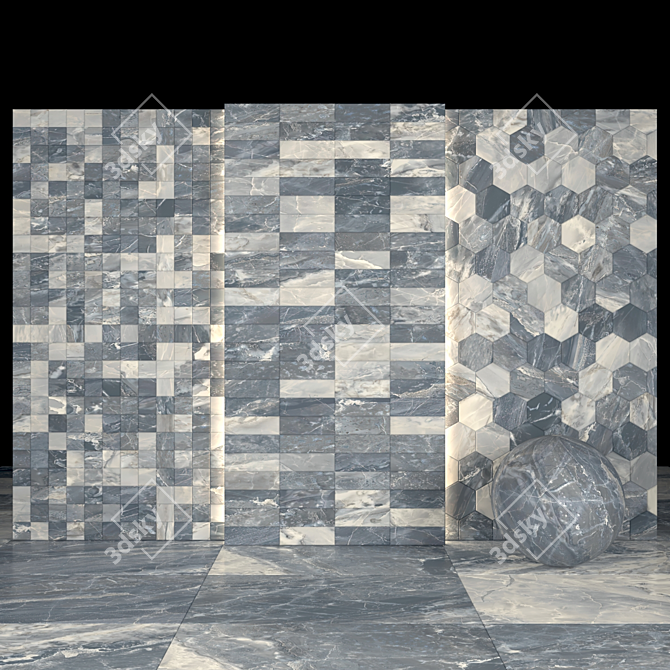 Elegant Alpin Black Marble Collection 3D model image 3