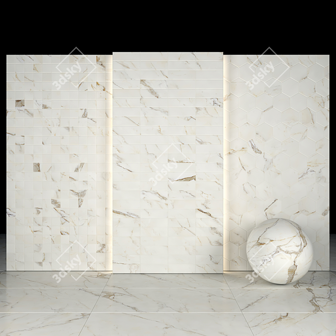 Luxury Calacatta Oro Marble Slabs 3D model image 3