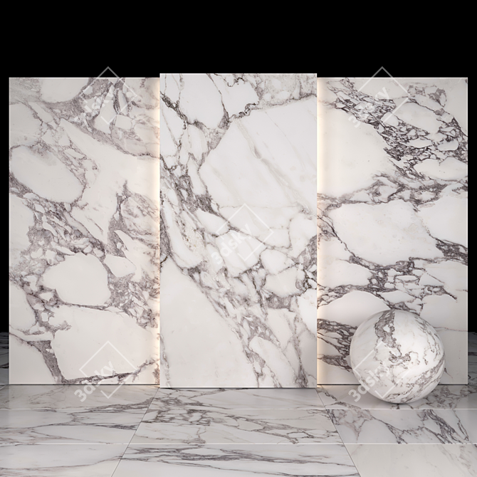 Elegant Arabescato Marble Slabs 3D model image 1