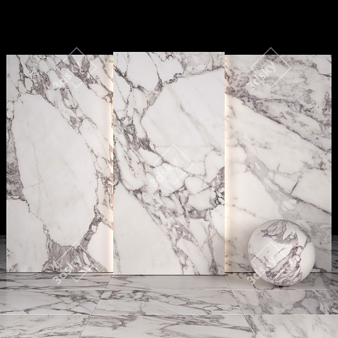 Elegant Arabescato Marble Slabs 3D model image 2