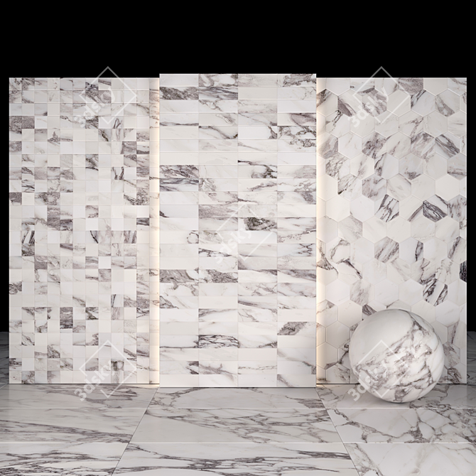 Elegant Arabescato Marble Slabs 3D model image 3