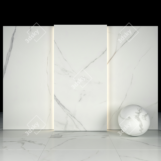 Elegant Afyon White Marble Collection 3D model image 2