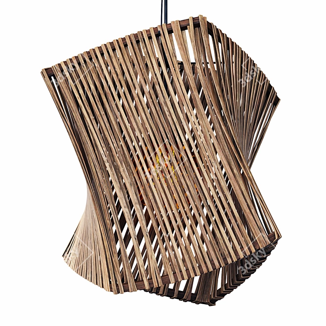 Rattan Wicker Box Lamp 3D model image 3