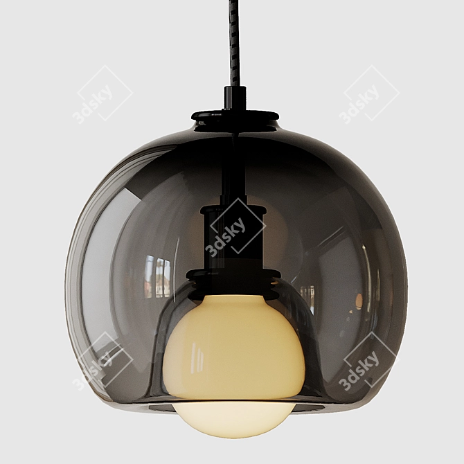 Gilded Glass Orb Pendant Light 3D model image 2