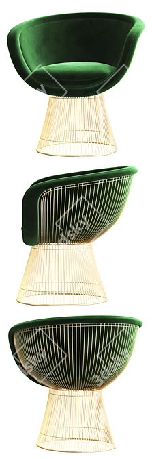 Elegant Gold Plated Lounge Chair 3D model image 4