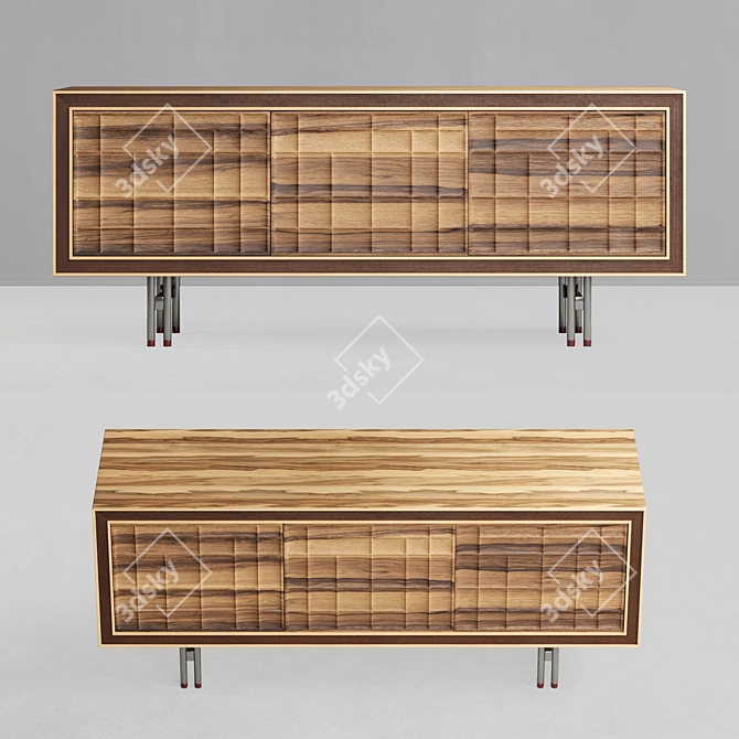 Rustic Wood Sideboard 3D model image 4