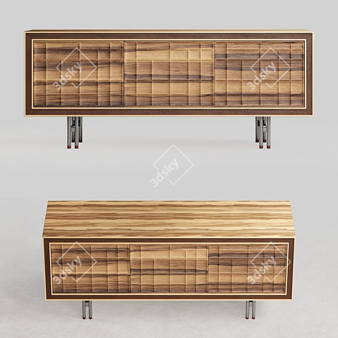 Rustic Wood Sideboard 3D model image 5