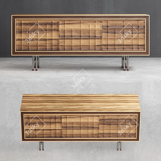 Rustic Wood Sideboard 3D model image 6