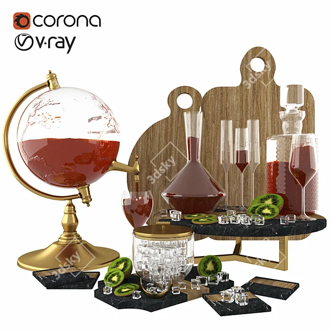 Fruit & Wine Set 3D model image 1