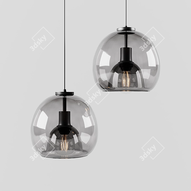 Dual-Globe Smoky Glass Pendant 3D model image 1