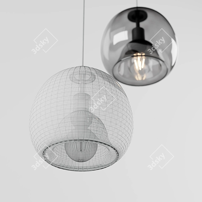 Dual-Globe Smoky Glass Pendant 3D model image 3