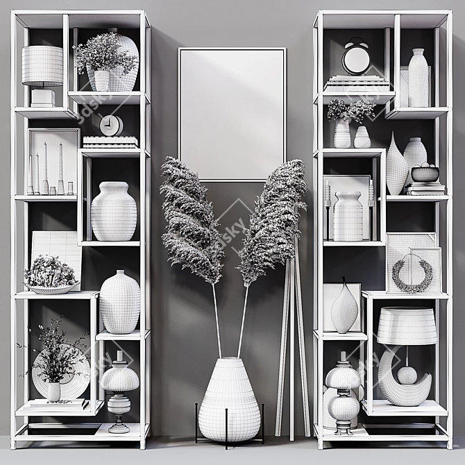Elegant Decorativ Shelf: High-Poly Model 3D model image 5