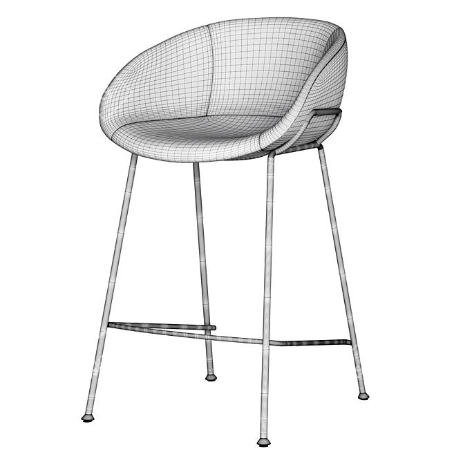 Sleek Semi-Bar Chair 3D model image 9