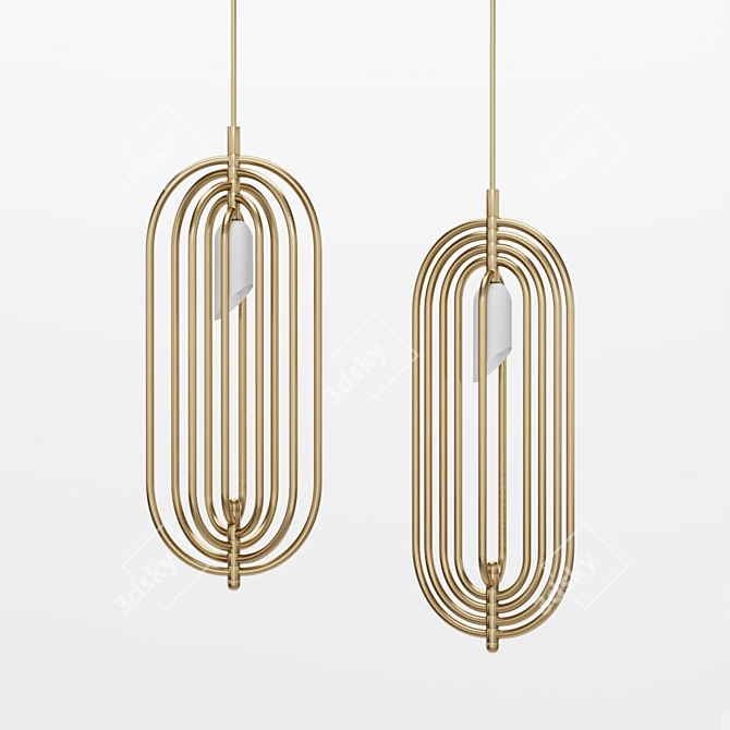 Art Deco Brass Pendant Light 3D model image 1