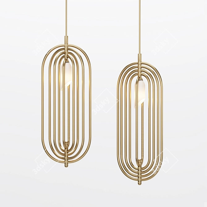 Art Deco Brass Pendant Light 3D model image 2