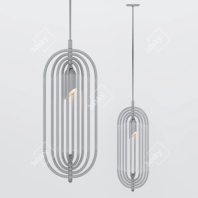 Art Deco Brass Pendant Light 3D model image 4