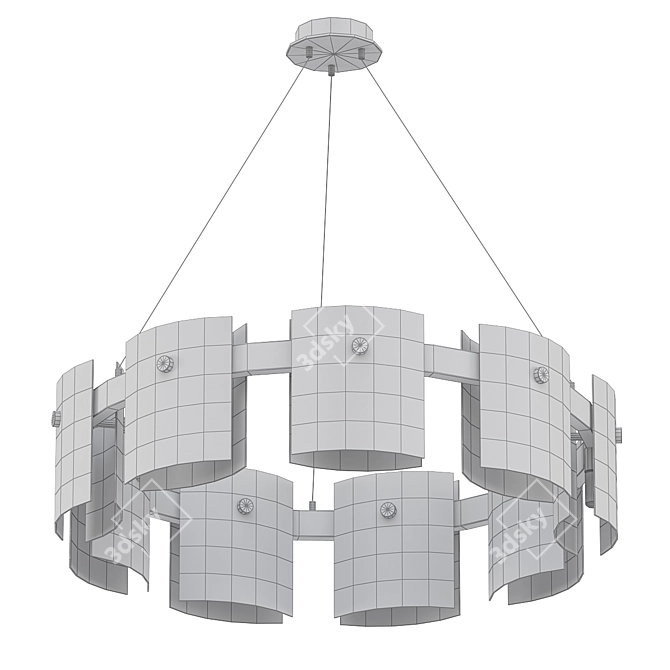 Contemporary Ring Chandelier with Double Glass Shades 3D model image 2