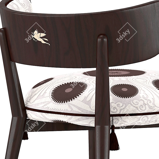 Etro Shah Dark Wood Upholstered Chair 3D model image 3