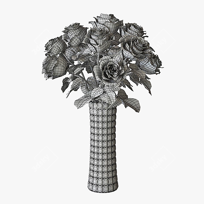 Elegant Vase with Roses 3D model image 4