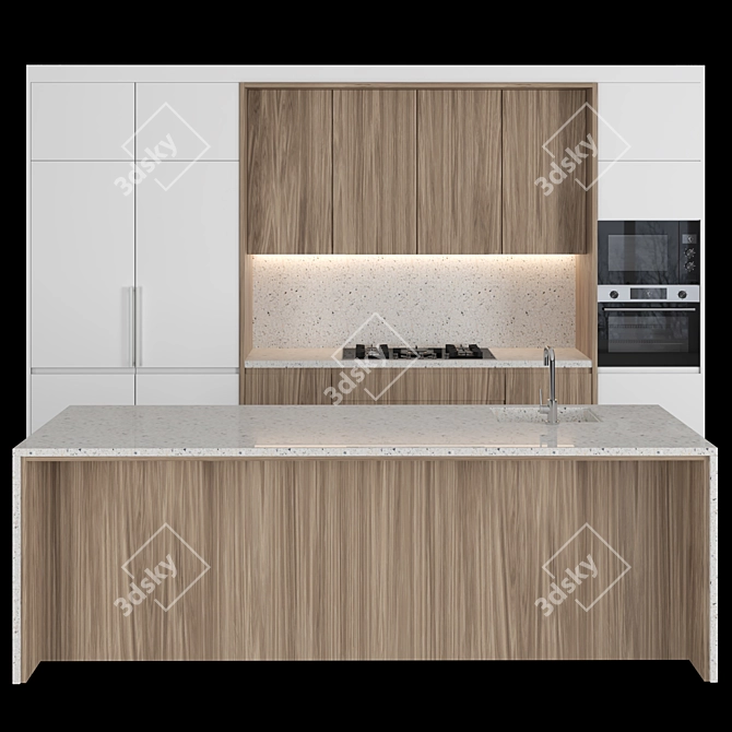 Modern Island Kitchen: Versatile, High-Quality 3D Model 3D model image 2