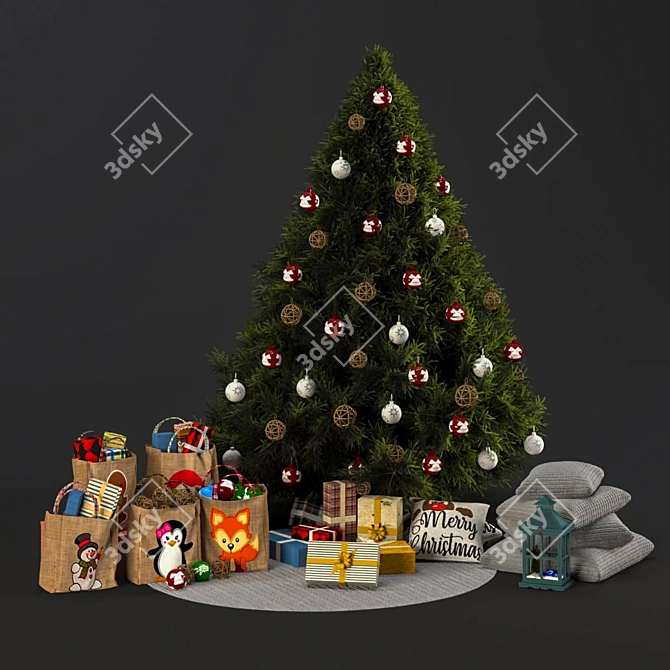 Festive Holiday Ornament Set 3D model image 1