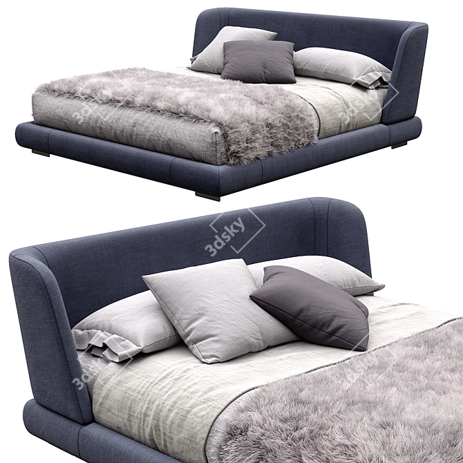 Elegant Reeves Bed by Minotti 3D model image 2