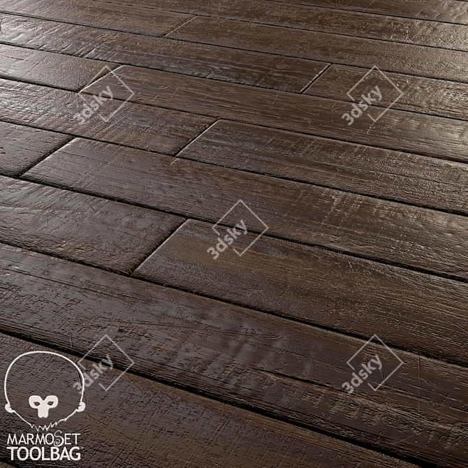 Vintage Wood Parquet - PBR Textures 3D model image 4