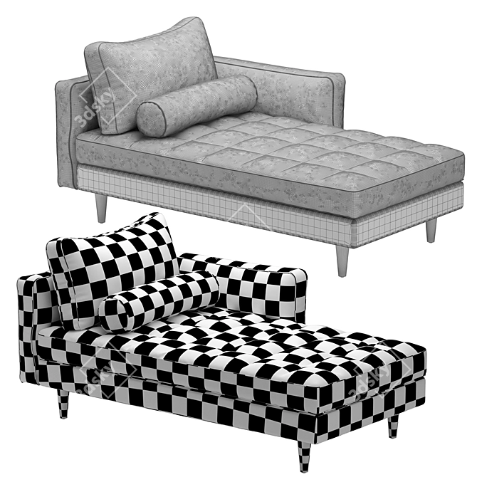 Luxurious Cotton Velvet Chaise: Scott 3D model image 3