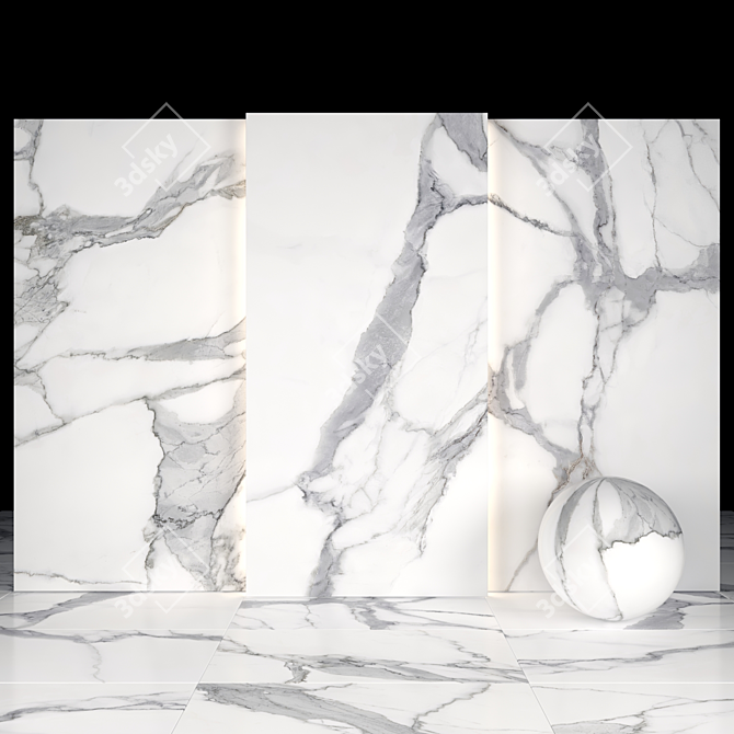 Sophisticated White Calacatta Marble 3D model image 1