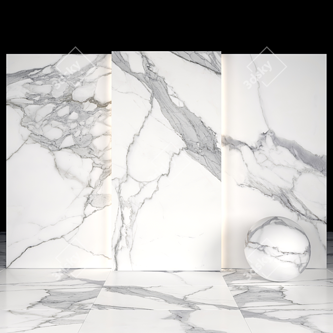 Sophisticated White Calacatta Marble 3D model image 2