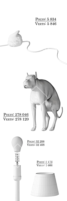 Playful Pooch Lamp 3D model image 2