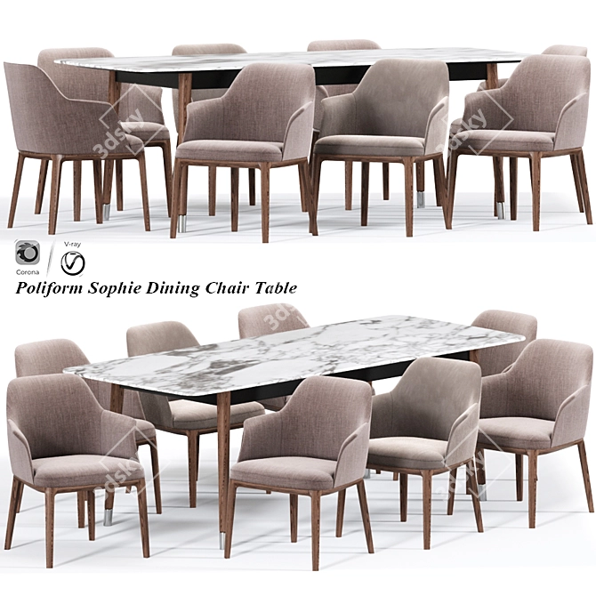 Elegant Poliform Sophie Chair 3D model image 1