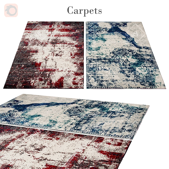 Modern Polys and Vets Rug 3D model image 1