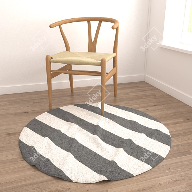 Round Carpets Set - Variety of Textures for Close and Distant Shots 3D model image 4