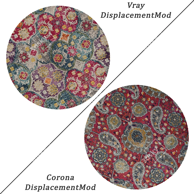 Round Carpets Set - Versatile and Detailed 3D Rug Collection 3D model image 2