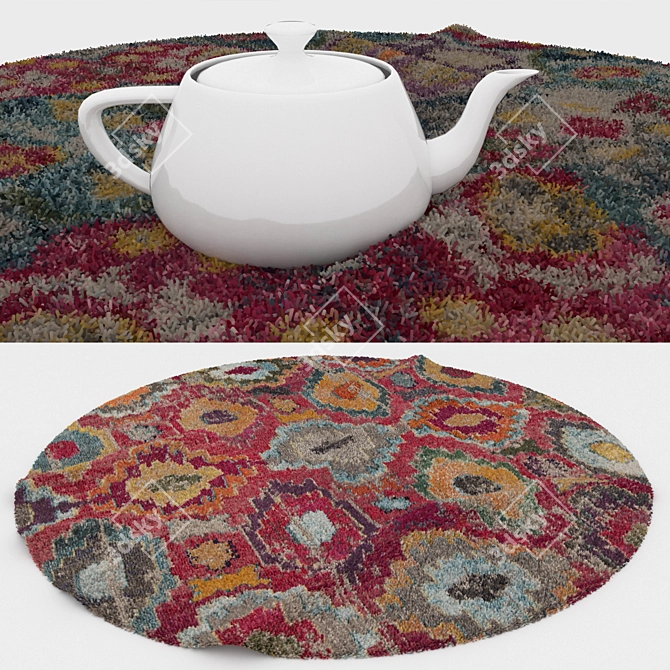 Round Carpets Set - Versatile and Detailed 3D Rug Collection 3D model image 3