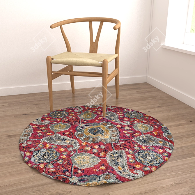 Round Carpets Set - Versatile and Detailed 3D Rug Collection 3D model image 4