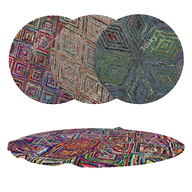 Round Carpets Set - Versatile and Stylish 3D model image 1