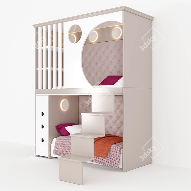 Custom-Made Bunk Bed, Stylish & Space-Saving 3D model image 5